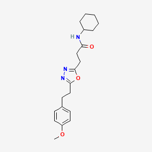 molecular formula C20H27N3O3 B6017558 N-cyclohexyl-3-{5-[2-(4-methoxyphenyl)ethyl]-1,3,4-oxadiazol-2-yl}propanamide 