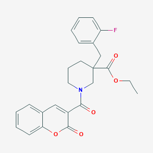 molecular formula C25H24FNO5 B6017614 ethyl 3-(2-fluorobenzyl)-1-[(2-oxo-2H-chromen-3-yl)carbonyl]-3-piperidinecarboxylate 