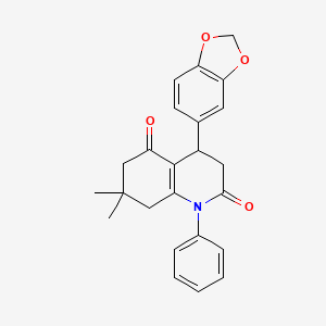 molecular formula C24H23NO4 B6017632 4-(1,3-benzodioxol-5-yl)-7,7-dimethyl-1-phenyl-4,6,7,8-tetrahydroquinoline-2,5(1H,3H)-dione 