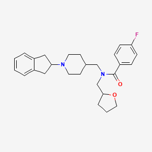 molecular formula C27H33FN2O2 B6017643 N-{[1-(2,3-dihydro-1H-inden-2-yl)-4-piperidinyl]methyl}-4-fluoro-N-(tetrahydro-2-furanylmethyl)benzamide 