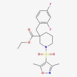 molecular formula C20H24F2N2O5S B6017717 ethyl 3-(2,4-difluorobenzyl)-1-[(3,5-dimethyl-4-isoxazolyl)sulfonyl]-3-piperidinecarboxylate 
