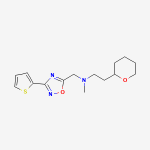 molecular formula C15H21N3O2S B6017867 N-methyl-2-(tetrahydro-2H-pyran-2-yl)-N-{[3-(2-thienyl)-1,2,4-oxadiazol-5-yl]methyl}ethanamine 