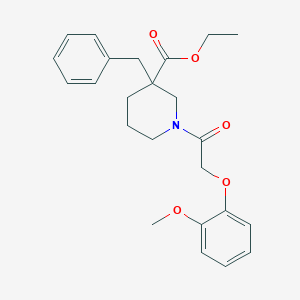 molecular formula C24H29NO5 B6017961 ethyl 3-benzyl-1-[(2-methoxyphenoxy)acetyl]-3-piperidinecarboxylate 