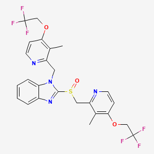 molecular formula C25H22F6N4O3S B601803 N-[3-Methyl-4-(2,2,2-trifluoroethoxy)-2-pyridinyl]methyl Lansoprazole CAS No. 1083100-26-8