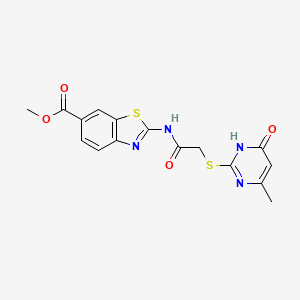 molecular formula C16H14N4O4S2 B6018032 METHYL 2-{2-[(4-METHYL-6-OXO-1,6-DIHYDROPYRIMIDIN-2-YL)SULFANYL]ACETAMIDO}-1,3-BENZOTHIAZOLE-6-CARBOXYLATE 