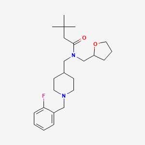 molecular formula C24H37FN2O2 B6018042 N-{[1-(2-fluorobenzyl)-4-piperidinyl]methyl}-3,3-dimethyl-N-(tetrahydro-2-furanylmethyl)butanamide 