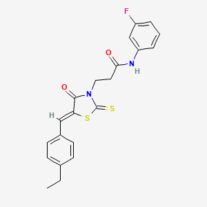 molecular formula C21H19FN2O2S2 B6018077 3-[5-(4-ethylbenzylidene)-4-oxo-2-thioxo-1,3-thiazolidin-3-yl]-N-(3-fluorophenyl)propanamide 