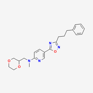 molecular formula C22H26N4O3 B6018098 N-(1,4-dioxan-2-ylmethyl)-N-methyl-5-[3-(3-phenylpropyl)-1,2,4-oxadiazol-5-yl]-2-pyridinamine 