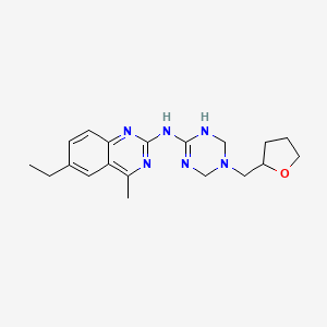 molecular formula C19H26N6O B6018195 N-(6-ETHYL-4-METHYL-2-QUINAZOLINYL)-N-[5-(TETRAHYDRO-2-FURANYLMETHYL)-1,3,5-TRIAZINAN-2-YLIDEN]AMINE 
