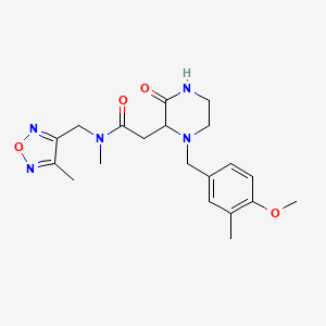 molecular formula C20H27N5O4 B6018261 2-[1-[(4-methoxy-3-methylphenyl)methyl]-3-oxopiperazin-2-yl]-N-methyl-N-[(4-methyl-1,2,5-oxadiazol-3-yl)methyl]acetamide 