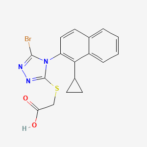 2-[[5-Bromo-4-(1-cyclopropylnaphthalen-2-yl)-1,2,4-triazol-3-yl]sulfanyl]acetic acid
