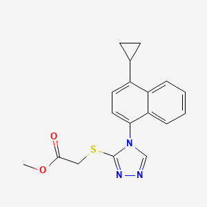 molecular formula C18H17N3O2S B601864 Methyl 2-((4-(4-cyclopropylnaphthalen-1-yl)-4H-1,2,4-triazol-3-yl)thio)acetate CAS No. 1533519-85-5