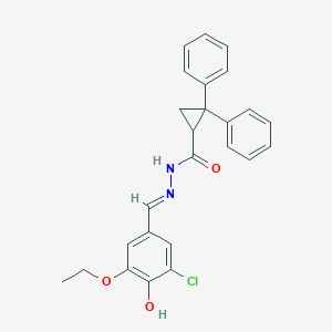 molecular formula C25H23ClN2O3 B6019887 N'-(3-chloro-5-ethoxy-4-hydroxybenzylidene)-2,2-diphenylcyclopropanecarbohydrazide 