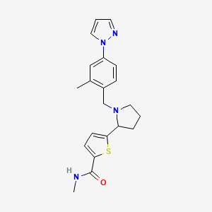 molecular formula C21H24N4OS B6020028 N-methyl-5-{1-[2-methyl-4-(1H-pyrazol-1-yl)benzyl]-2-pyrrolidinyl}-2-thiophenecarboxamide 