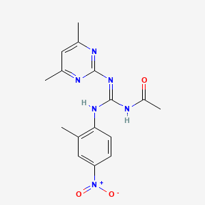 molecular formula C16H18N6O3 B6020046 N-[(Z)-[(4,6-DIMETHYLPYRIMIDIN-2-YL)AMINO][(2-METHYL-4-NITROPHENYL)AMINO]METHYLIDENE]ACETAMIDE 