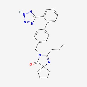 molecular formula C24H26N6O B602006 3-((2'-(1H-Tetrazol-5-yl)-[1,1'-biphenyl]-4-yl)methyl)-2-propyl-1,3-diazaspiro[4.4]non-1-en-4-one CAS No. 158778-58-6