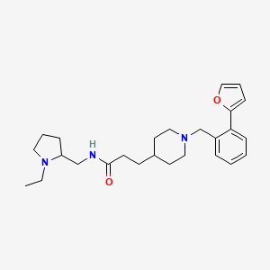 molecular formula C26H37N3O2 B6020078 N-[(1-ethyl-2-pyrrolidinyl)methyl]-3-{1-[2-(2-furyl)benzyl]-4-piperidinyl}propanamide 