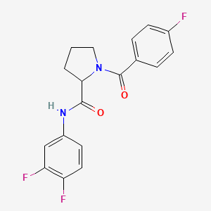 molecular formula C18H15F3N2O2 B6020086 N-(3,4-difluorophenyl)-1-(4-fluorobenzoyl)prolinamide 