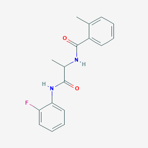 molecular formula C17H17FN2O2 B6020142 N-{2-[(2-fluorophenyl)amino]-1-methyl-2-oxoethyl}-2-methylbenzamide 