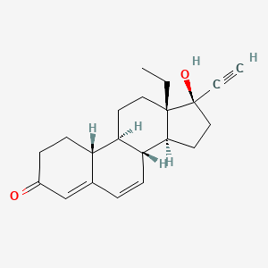 molecular formula C21H26O2 B602017 (8R,9S,10R,13S,14S,17R)-13-ethyl-17-ethynyl-17-hydroxy-1,2,8,9,10,11,12,14,15,16-decahydrocyclopenta[a]phenanthren-3-one CAS No. 51087-61-7