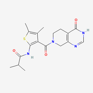 molecular formula C18H22N4O3S B6020357 N-{4,5-dimethyl-3-[(4-oxo-4,5,6,8-tetrahydropyrido[3,4-d]pyrimidin-7(3H)-yl)carbonyl]-2-thienyl}-2-methylpropanamide 