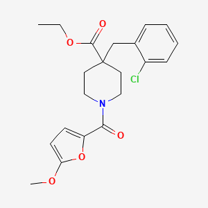 molecular formula C21H24ClNO5 B6020379 ethyl 4-(2-chlorobenzyl)-1-(5-methoxy-2-furoyl)-4-piperidinecarboxylate 