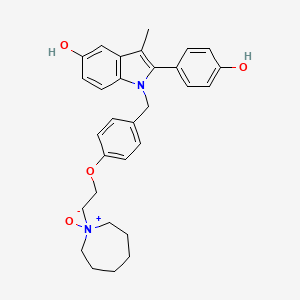 molecular formula C30H34N2O4 B602038 1-[[4-[2-(Hexahydro-1-oxido-1H-azepin-1-yl)ethoxy]phenyl]methyl]-2-(4-hydroxyphenyl)-3-methyl-1H-indol-5-ol CAS No. 1174289-22-5