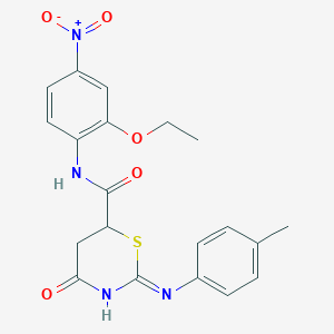 molecular formula C20H20N4O5S B6020400 N-(2-ethoxy-4-nitrophenyl)-2-[(4-methylphenyl)amino]-4-oxo-5,6-dihydro-4H-1,3-thiazine-6-carboxamide 