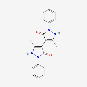 molecular formula C20H18N4O2 B602045 3,3'-Dimethyl-1,1'-diphenyl-1h,1'h-4,4'-bipyrazole-5,5'-diol CAS No. 177415-76-8