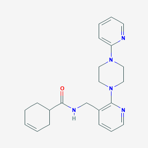 molecular formula C22H27N5O B6020468 N-({2-[4-(2-pyridinyl)-1-piperazinyl]-3-pyridinyl}methyl)-3-cyclohexene-1-carboxamide 