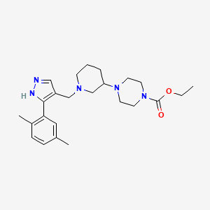 molecular formula C24H35N5O2 B6020556 ethyl 4-[1-[[5-(2,5-dimethylphenyl)-1H-pyrazol-4-yl]methyl]piperidin-3-yl]piperazine-1-carboxylate 