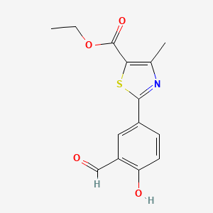 molecular formula C14H13NO4S B602057 Ethyl 2-(3-formyl-4-hydroxyphenyl)-4-methylthiazole-5-carboxylate CAS No. 161798-01-2