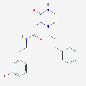 molecular formula C23H28FN3O2 B6020614 N-[2-(3-fluorophenyl)ethyl]-2-[3-oxo-1-(3-phenylpropyl)piperazin-2-yl]acetamide 