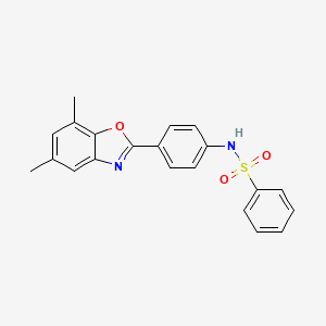 molecular formula C21H18N2O3S B6020838 N-[4-(5,7-dimethyl-1,3-benzoxazol-2-yl)phenyl]benzenesulfonamide 