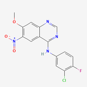 molecular formula C15H10ClFN4O3 B602086 N-(3-Chloro-4-fluorophenyl)-7-methoxy-6-nitroquinazolin-4-amine CAS No. 179552-74-0