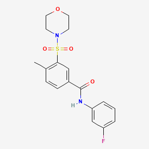 molecular formula C18H19FN2O4S B6020876 N-(3-fluorophenyl)-4-methyl-3-morpholin-4-ylsulfonylbenzamide 