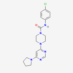 molecular formula C19H23ClN6O B6020915 N-(4-chlorophenyl)-4-[6-(1-pyrrolidinyl)-4-pyrimidinyl]-1-piperazinecarboxamide 