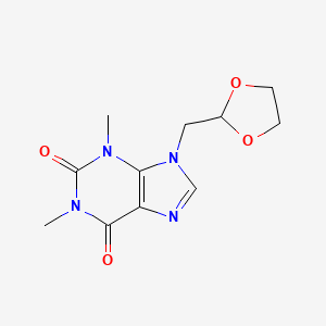 molecular formula C11H14N4O4 B602095 9-(1,3-Dioxolan-2-ylmethyl)-1,3-dimethylpurine-2,6-dione CAS No. 1174289-18-9