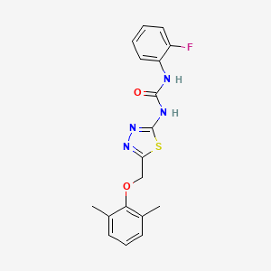 molecular formula C18H17FN4O2S B6020981 N-{5-[(2,6-dimethylphenoxy)methyl]-1,3,4-thiadiazol-2-yl}-N'-(2-fluorophenyl)urea 