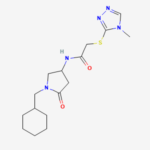 molecular formula C16H25N5O2S B6021006 N-[1-(cyclohexylmethyl)-5-oxo-3-pyrrolidinyl]-2-[(4-methyl-4H-1,2,4-triazol-3-yl)thio]acetamide 