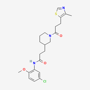molecular formula C22H28ClN3O3S B6021079 N-(5-chloro-2-methoxyphenyl)-3-{1-[3-(4-methyl-1,3-thiazol-5-yl)propanoyl]-3-piperidinyl}propanamide 