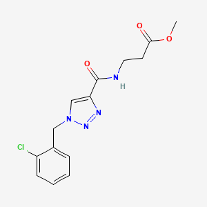 molecular formula C14H15ClN4O3 B6021102 methyl N-{[1-(2-chlorobenzyl)-1H-1,2,3-triazol-4-yl]carbonyl}-beta-alaninate 