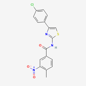 molecular formula C17H12ClN3O3S B6021233 N-[4-(4-chlorophenyl)-1,3-thiazol-2-yl]-4-methyl-3-nitrobenzamide 