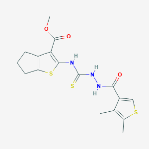 molecular formula C17H19N3O3S3 B6021282 methyl 2-[({2-[(4,5-dimethyl-3-thienyl)carbonyl]hydrazino}carbonothioyl)amino]-5,6-dihydro-4H-cyclopenta[b]thiophene-3-carboxylate 