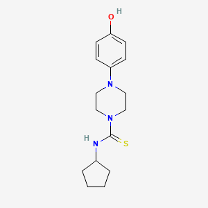 molecular formula C16H23N3OS B6021300 N-CYCLOPENTYL-4-(4-HYDROXYPHENYL)TETRAHYDRO-1(2H)-PYRAZINECARBOTHIOAMIDE 