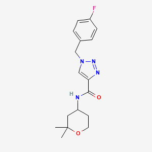 molecular formula C17H21FN4O2 B6021313 N-(2,2-dimethyloxan-4-yl)-1-[(4-fluorophenyl)methyl]triazole-4-carboxamide 