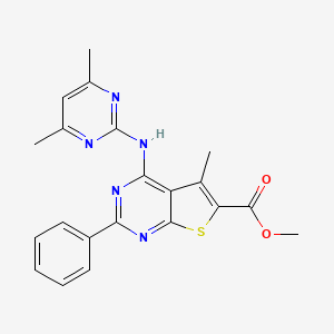 molecular formula C21H19N5O2S B6021331 Methyl 4-[(4,6-dimethylpyrimidin-2-yl)amino]-5-methyl-2-phenylthieno[2,3-d]pyrimidine-6-carboxylate 