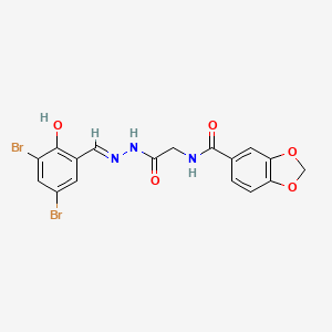 molecular formula C17H13Br2N3O5 B6021344 N-[2-[(2E)-2-[(3,5-dibromo-2-hydroxyphenyl)methylidene]hydrazinyl]-2-oxoethyl]-1,3-benzodioxole-5-carboxamide 