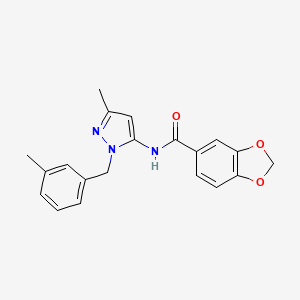 molecular formula C20H19N3O3 B6021390 N-{3-METHYL-1-[(3-METHYLPHENYL)METHYL]-1H-PYRAZOL-5-YL}-2H-1,3-BENZODIOXOLE-5-CARBOXAMIDE 