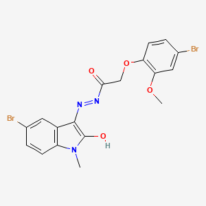 molecular formula C18H15Br2N3O4 B6021405 N-(5-bromo-2-hydroxy-1-methylindol-3-yl)imino-2-(4-bromo-2-methoxyphenoxy)acetamide 